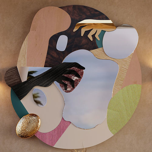 Wandmontierter Spiegel - IH MAJ IN - Malabar - modern / oval / Holz