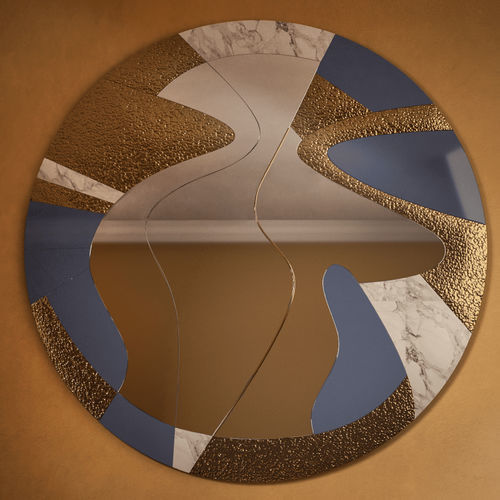 Wandmontierter Spiegel - STARRY  - Malabar - modern / rund / hochglanzlackiertes Holz