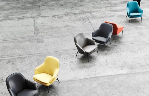 Moderner Sessel - HUG - Wendelbo - Leder / Stoff / Bergère-Stil