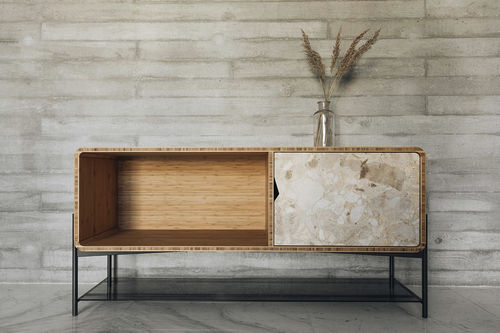 Modernes Sideboard - RICH LP KUNIS BRESCIA - MAAMI HOME - Bambus / Marmor / für Hotels