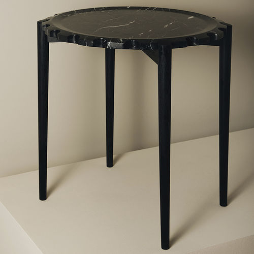 Beistelltisch / originelles Design - CLOCK NERO MARQUINA - MAAMI HOME - Eiche / Massivholz / Marmor