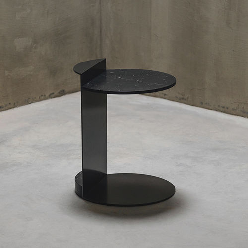 Moderner Beistelltisch - LINEA NERO MARQUINA - MAAMI HOME - Marmor / Gestell aus lackiertem Metall / Gestell aus Marmor