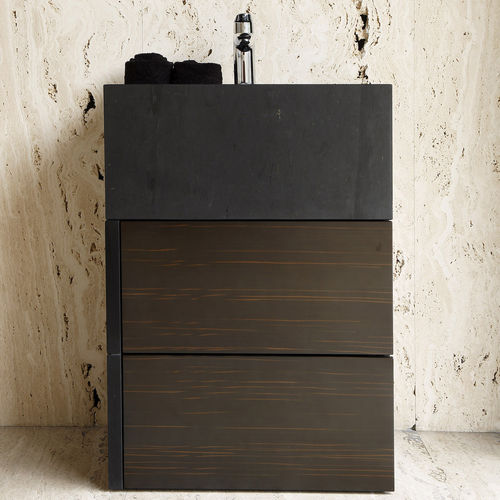 Freistehender Waschtisch-Unterschrank - PUNALU'U - MAAMI HOME - Holzfurnier / Ebenholz / Schiefer