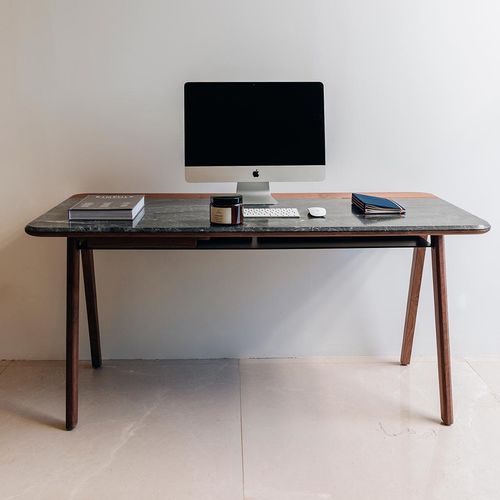 Bodenstehender Schreibtisch - DRAFT  - MAAMI HOME - modern / Nussbaum / Marmor