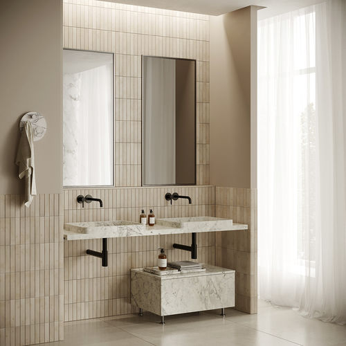 Wand-Waschbecken - TUAMOTU - MAAMI HOME - Marmor / mit integrierter Waschtischplatte / nach Maß