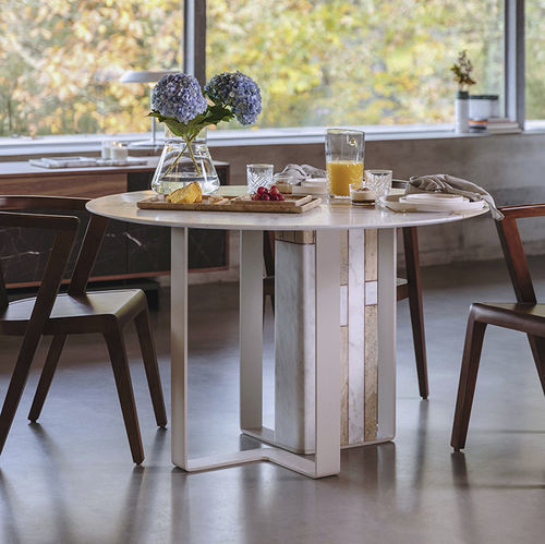 Moderner Esstisch - ECO NIBBLES - MAAMI HOME - Marmor / Gestell aus lackiertem Metall / Gestell aus Marmor
