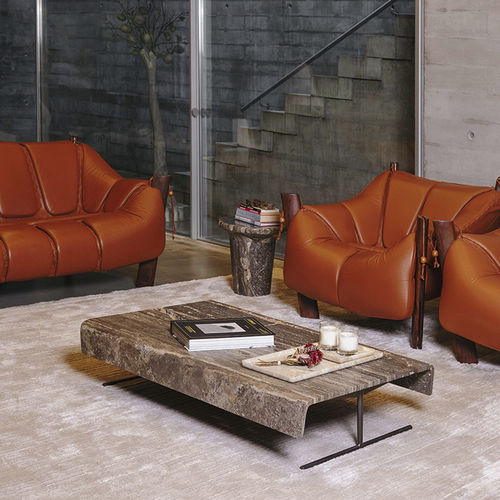 Moderner Couchtisch - HAUS TRAVERTINE - MAAMI HOME - Marmor / Gestell aus heißlackiertem Stahl / rechteckig