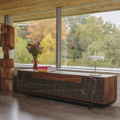 Modernes Sideboard - GRAMMI GREY KENDZO - MAAMI HOME - Nussbaum / Holzfurnier / Marmor