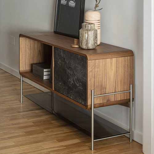 Sideboard mit hohen Beinen - RICH LP SPIDER GREY - MAAMI HOME - skandinavisches Design / Nussbaum / Edelstahl