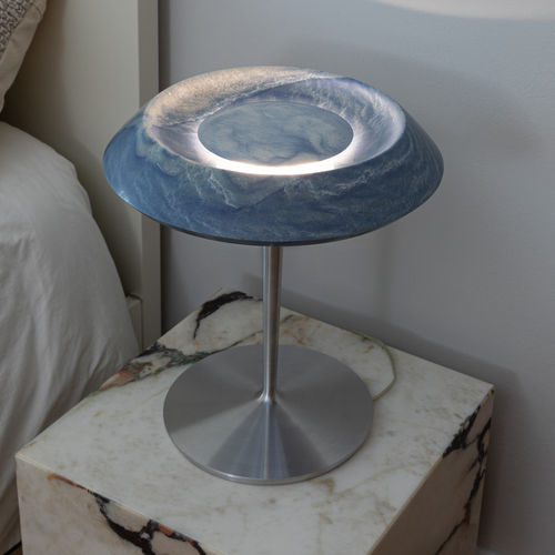 Tischlampe - FIORE AZUL - MAAMI HOME - Nachttisch / gebürstetes Aluminium / Quarzit