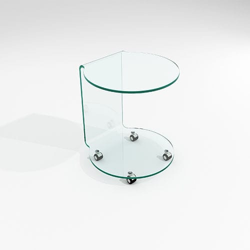 Moderner Beistelltisch - TULSA - AKANTE - gewölbtes Glas / gewölbtes Gestell / rund