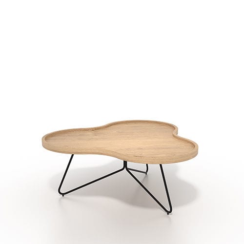 Moderner Couchtisch - FLOWER - AKANTE - Holzfurnier / MDF / Gestell aus lackiertem Stahl