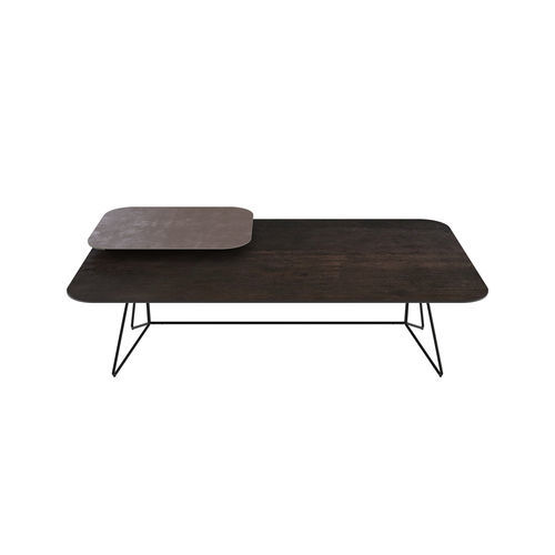Moderner Couchtisch - VERTIGO - AKANTE - Glas / Keramik / Gestell aus lackiertem Stahl