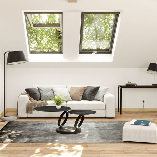 Moderner Couchtisch - EOLIA - AKANTE - Hartglas / Keramik / Gestell aus lackiertem Stahl