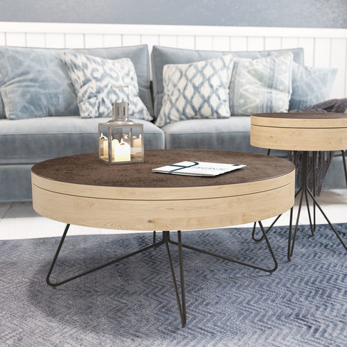 Couchtisch / skandinavisches Design - BROOKLYN - AKANTE - Eiche / Holzfurnier / Keramik