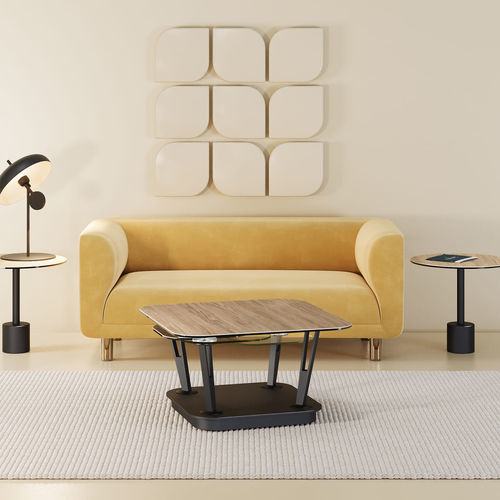 Couchtisch / skandinavisches Design - DAKOTA - AKANTE - Eiche / Stahl / Gestell aus lackiertem Stahl