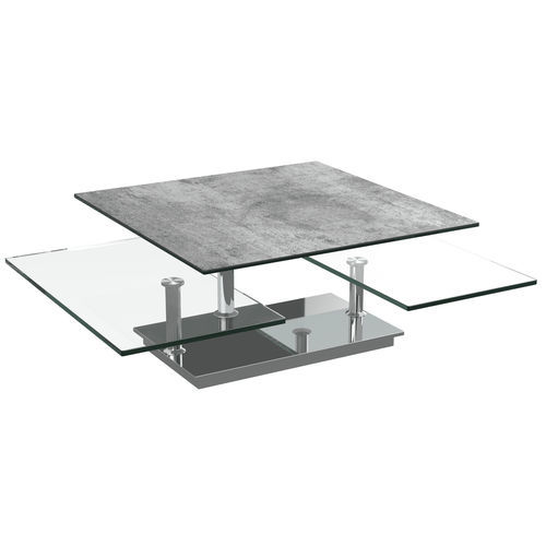 Moderner Couchtisch - SQUARE - AKANTE - Glas / Keramik / Gestell aus verchromtem Stahl