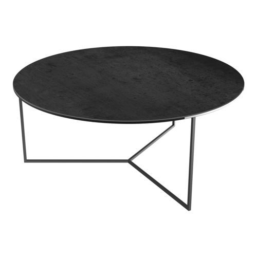 Moderner Couchtisch - VENEZIA - AKANTE - Keramik / Gestell aus Stahl / rund