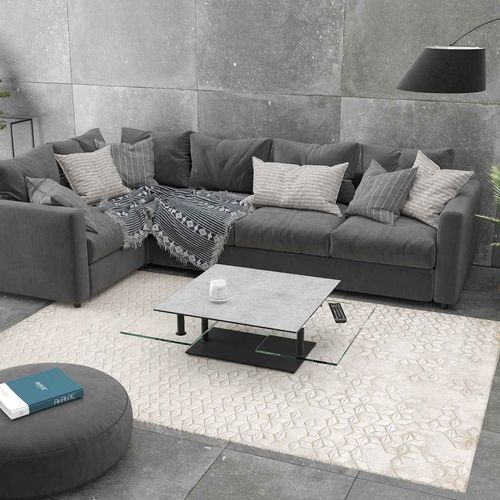 Moderner Couchtisch - BLACK SQUAD - AKANTE - Glas / Keramik / Gestell aus lackiertem Stahl