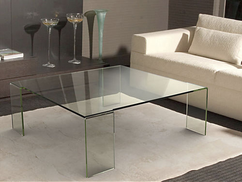 Moderner Couchtisch - ASTORIA - AKANTE - Glas / gewölbtes Gestell / quadratisch