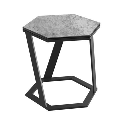 Moderner Beistelltisch - TWIST - AKANTE - Hartglas / Keramik / Gestell aus lackiertem Stahl