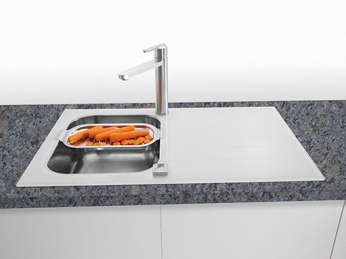 Einbeckenspüle - Glassix 10 - Alveus - mit Abtropffläche / Hartglas / einbaufähig