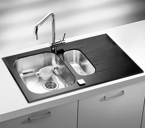 Doppelbeckenspüle - Glassix 20 - Alveus - mit Abtropffläche / Hartglas / einbaufähig