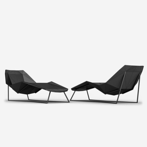 Liege / originelles Design - LOTUS - Enne - Leder / Aluminium / schwarz