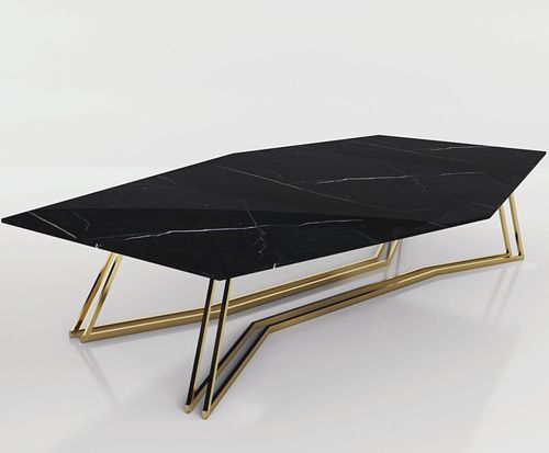 Designtisch / originell - HEXAGON - Enne - Marmor / Gestell aus Metall / sechseckig