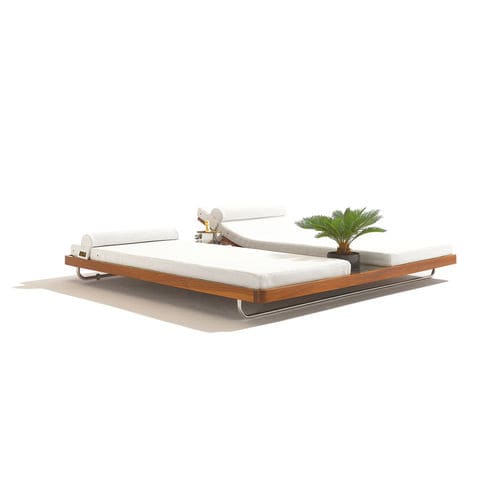 Moderne Sonnenliege - Grand Monaco Sunbed - Seora - Stoff / Mahagoni / Edelstahl
