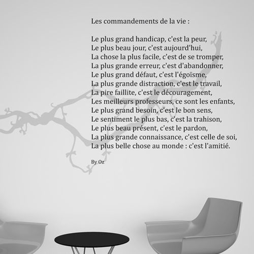Text-Wandtattoo - POESIE NOCTURNE COMMANDEMENTS DE LA VIE - Atelier d'Art Osmoze - Design & décoration murale
