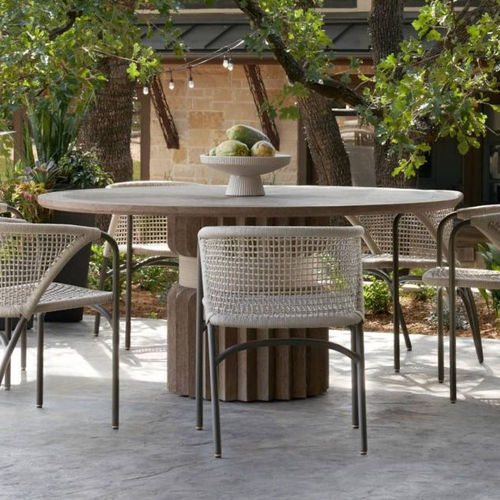 Moderner Esstisch - ECHO - Arteriors Home - Teakholz / Gestell aus Teakholz / rund