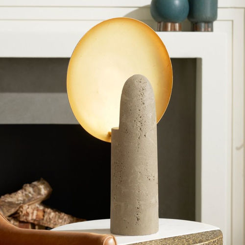 Tischlampe - ECLIPSE - Arteriors Home - Stahl / Travertin / modern