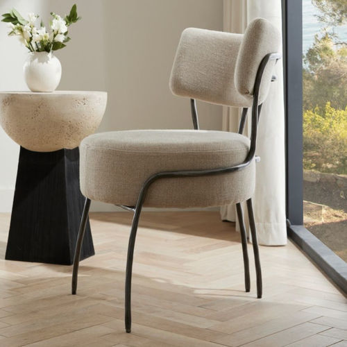 Moderner Stuhl - ENID - Arteriors Home - für den Innenraum / Leinen / Gestell aus Eisen