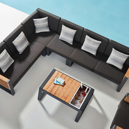 Moderner Couchtisch - NEW YORK  - Higold - Teakholz / Gestell aus Aluminium / rechteckig