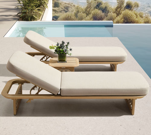 Moderne Sonnenliege - RIVA - Higold - Sunbrella® / Holz / verstellbare Rücklehne