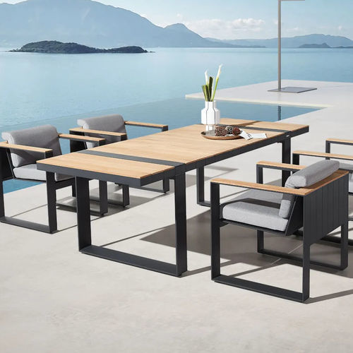 Moderner Esstisch - CAMBUSA - Higold - Holz / Gestell aus Aluminium / rechteckig