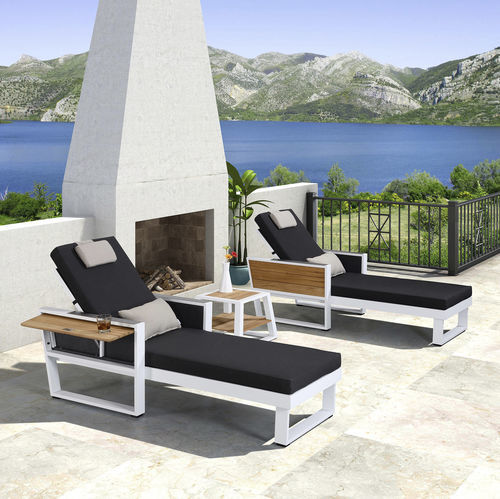 Moderne Sonnenliege - YORK - Higold - Sunbrella® / Teakholz / Aluminium