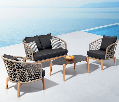Modernes Lounge-Gartenmöbel - MAPLE - Higold - Teakholz / Polyester / Kordel