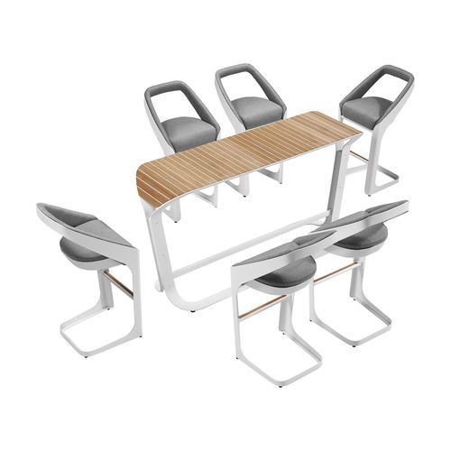 Moderner Stehtisch - ONDA - Higold - Teakholz / Gestell aus Aluminium / rechteckig