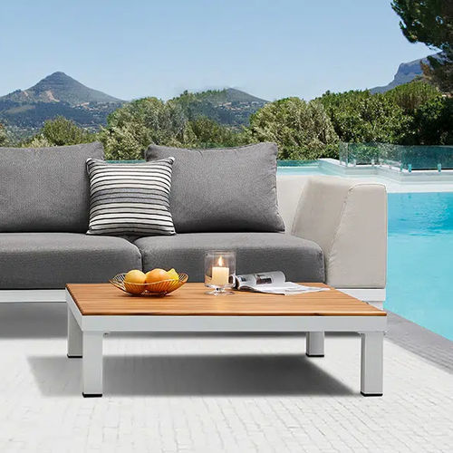 Moderner Couchtisch - POLO PRO - Higold - Teakholz / Gestell aus Aluminium / rechteckig