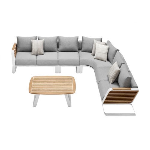 Modernes Lounge-Gartenmöbel - WING - Higold - Stoff / Teakholz / Aluminium