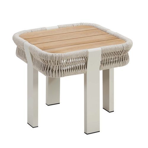 Moderner Beistelltisch - BORROMEO - Higold - Teakholz / Gestell aus Aluminium / quadratisch