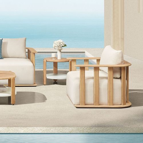 Moderner Sessel - PALLISAD - Higold - Sunbrella® / Holz / mit Kissen