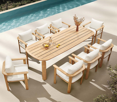 Moderne Tisch- und Stuhlkombination - PALLISAD - Higold - für Außenbereich / Sunbrella® / Holz
