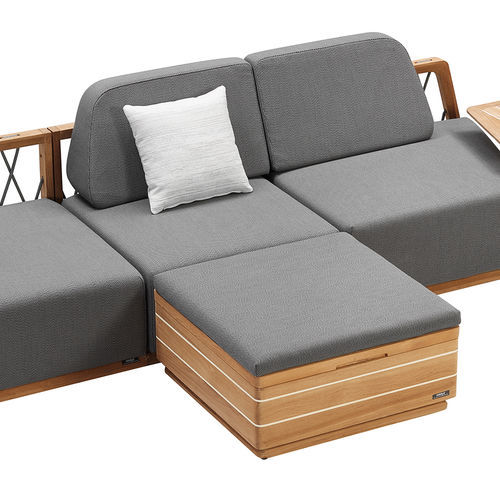 Moderner Fußschemel - ARMONIA - Higold - Sunbrella® / Holz / für Außenbereich