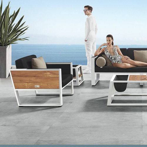 Moderner Sessel - YORK - Higold - Sunbrella® / Teakholz / Aluminium
