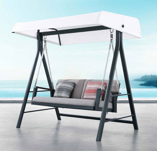 Garten-Hollywood-Schaukel / Sunbrella® - EMOTI - Higold - Aluminium / selbsttragend / mit abnehmbarem Kissen