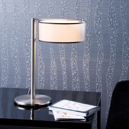 Tischlampe - MATRIX S - Luxcambra - Nickel / Seide / modern