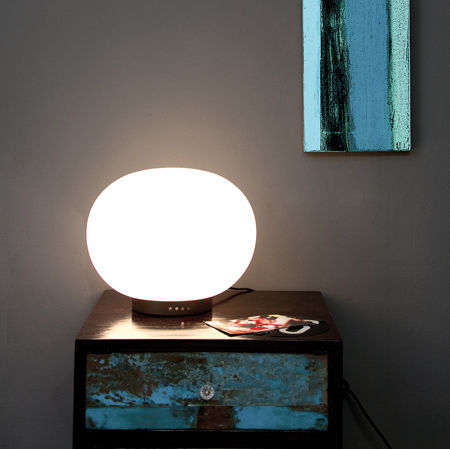 Tischlampe - MOON 2 S - Luxcambra - Nickel / Opal / modern